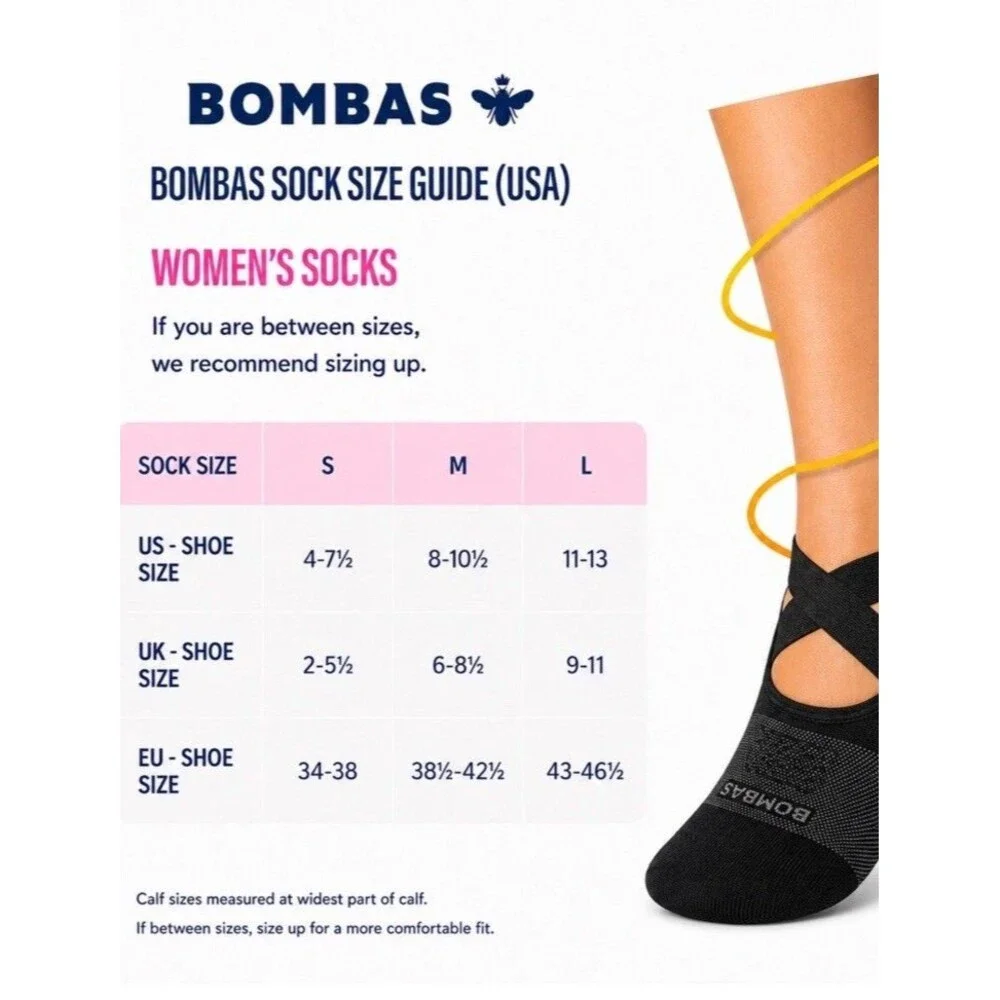 New Bombas No Show Socks Studio Gripper Ballets Size Small Black